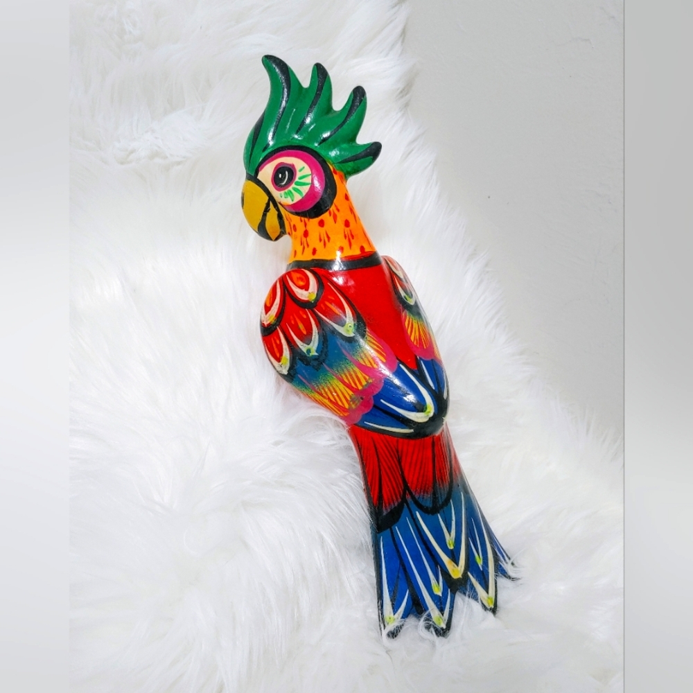 Mexican ceramic parrot 17.5 in Long